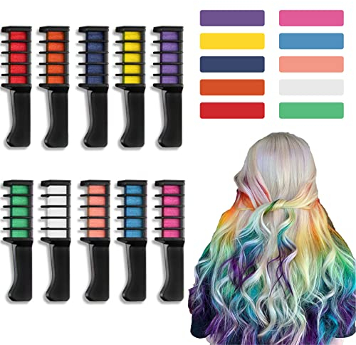 Pettine a gesso per capelli a 10 colori, colore temporaneo capelli, pettine per la colorazione dei capelli usa e getta lavabile per ragazzi/ragazze Cosplay, feste, Natale, regali di compleanno