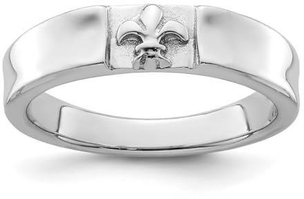 Bague en argent sterling 925 plaqué rhodium Fleur de lys Bijoux cadeaux pour femme – Gamme d'options de taille : L à P, Métal
