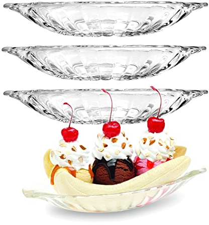 Banana Split Dish Boat, Ice Cream Sundae Dish, Dessert Dishes Clear 4 Set 180ml