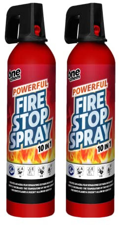 One Chem - 2 x 750g Fire Stop Spray - For Home, Kitchen, Car, Caravan, Camping - 10 in 1 fire extinguisher - Non-toxic