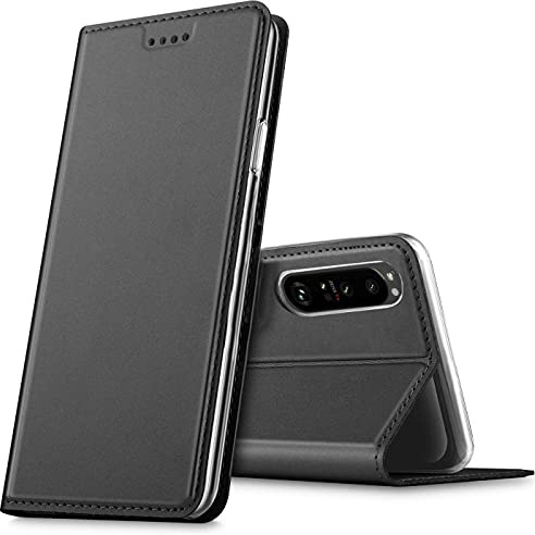 Verco Mobiltelefonskal för Sony Xperia 5 IV (2022), premium mobiltelefon flip fodral för Sony Xperia 5 IV fodral [integr. Magnet] boksfodral PU läderväska, svart