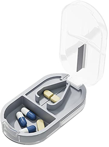Lecerrot Pastillas pequeño - Cortador y Divisor Pastillas con dispensador | Cortadores píldoras portátiles con cámara Almacenamiento píldoras incorporada para Cortar