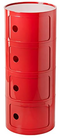 Topjia Round Nightstand with Drawers,Small Bedside Table with Storage,Round Storage Cabinet with Sliding Door,Modern End Table Side Table,Plastic Bedside Table Chest for Living Room Bedroom Bathroom