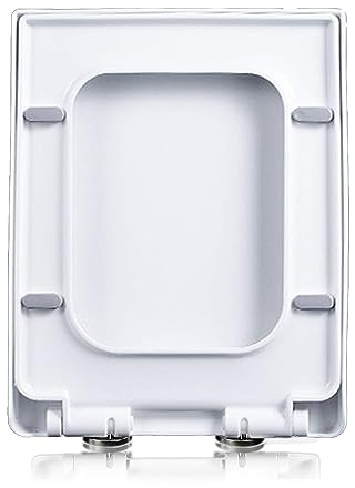 DRYFAL WC-Sitz Eckig Toilettendeckel Eckig Klodeckel Mit Absenkautomatik, Antibakterielles Duroplast, Toilettendeckel Abnehmbar, Rechteckiger Typ,06C