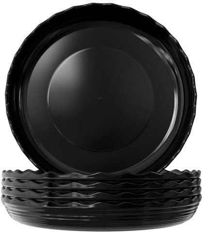 Kunjocy Pack of 5 Durable Black Plant Pot Saucers, Round Flower Pot Flowerpot Saucer Plastic Plant Trays Containers Plant Plate Pots for Indoor Household Outdoor Garden (33 cm)