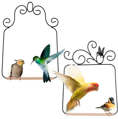 2 Stück Metall Vogelschaukel Vogelfutterspender Vögel Ständer Vögel Aufhängen Futterspender Vogelfutterhaus Wildvögel zum Aufhängen Futterstation Metallgeflecht Futterspender für Wildvögel Papagei