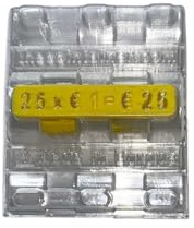 Paket med 100 st Blistermynt, Euro och Centimos, myntkassett (för 1 € mynt)