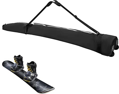 LearnLyrics 1/2 Stück Reise-Ski-Tasche – Skiausrüstungstasche, gepolsterte Snowboard-Tasche | verstellbare Länge, Snowboard-Tasche mit Rollen, Ski-Board-Gepäcktasche für Outdoor-Ski-Abenteuer