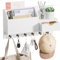 Porte-clés, support mural avec 6 crochets et tiroir de rangement, planche à clés en bois, étagère murale pour porte-clés, organiseur pour entrée, salon, couloir, bureau (blanc)
