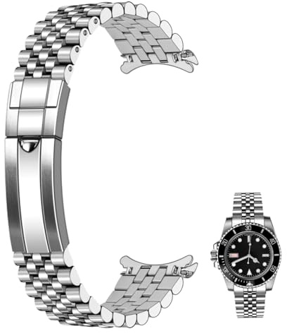 Kai Tian Edelstahl klassischer Tauchschnalle 20mm 22mm Uhrenarmband Poliert Mittler gebürstet Einstellung Schraub-In Zwei Ton Premium Metall Uhrenarmband Silber Armband