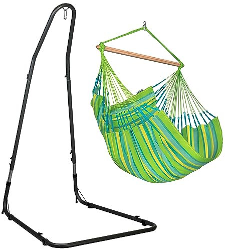 LA SIESTA® Domingo Silla colgante y estructura de acero, resistente a la intemperie, estructura para columpio, soporte para sillón colgante, para interior y exterior, balcón, jardín, silla colgante –