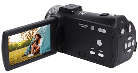 Yctze Caméra Vidéo Numérique 1080P Caméscope Full HD 30MP avec Télécommande, Anti-secousse, Zoom 16X pour Capturer de Beaux Moments et du Temps de Voyage (Prise UE)