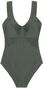 DORINA Saint Tropez Shaping-baddräkt med avtagbara kuddar, trådlös design, breda remmar, mikrotexturerat och kraftmesh-tyg, krokstängning på baksidan, grön, Färg: grön, 3XL
