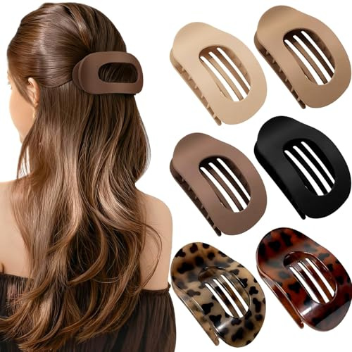 Hanyousheng Lot de 6 Pince Cheveux Plate, Élégantes Hair Clip pour Cheveux Épais & Fins pour Tous les Jours, Sport, Conduite