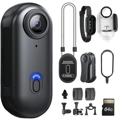 SHPTDJTIC Caméra corporelle 4K POV Pro, caméra portable avec clip rotatif 360° et clip magnétique, enregistrement 120 minutes, idéale pour conférences, voyages et promenades