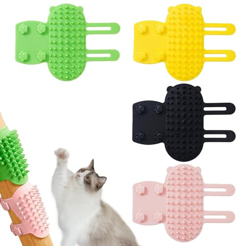 Katzen-Selbstpflege, weiches Silikon, 2-in-1-Reinigungsbürste, Haustier-Massagebürste für Tischbeine, Klettergerüst, 4 Stück