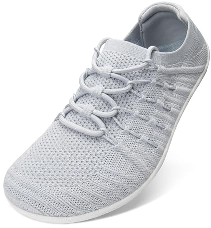 Mens Barefoot Shoes Wide Toe Minimalist Trail Running Shoes Zero Drop Walking Shoe Outdoor Casual Sneaker,Gray,13UK