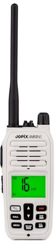 Jopix Marine 616P Blanco Walkie Talkie VHF Marino, Flotante e Impermeable IP67, 5W, 88 Canales