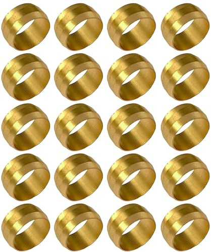 20 Pcs Brass Olives, 14mm and 16mm Heavy Duty Brass Ferrules for Leak Free Water and Gas Connections, Secure Compression Joints for Plumbing and Heating Systems