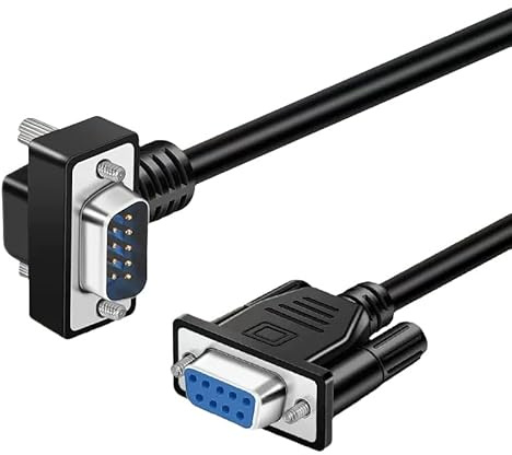 Hanprmeee 90 Degree Right Angle DB9 RS232 Serial Cable, Down Angle DB9 Male to Female Adapters Cable for Data Communication Printers,Barcode Machines and Other Equipment use (1M) (1M)