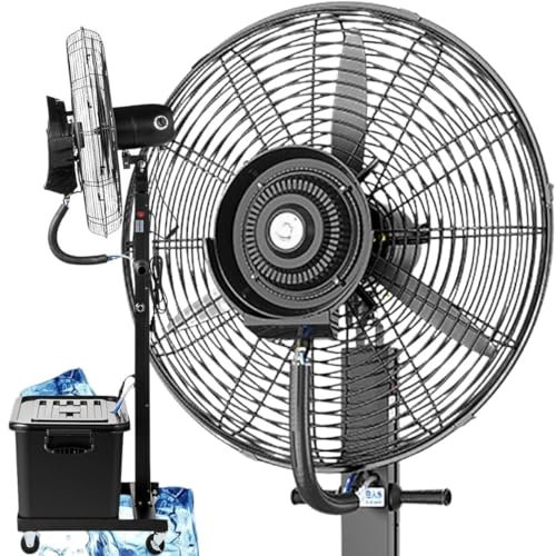 Genérico Ventilador Pulverizador, Ventilador de pie de Agua con Oscilación de 90°, 3 Velocidades, Tanque de 11 Galones, Ventiladores de Pedestal, Ventilador Industrial de pie(75cm/30in)