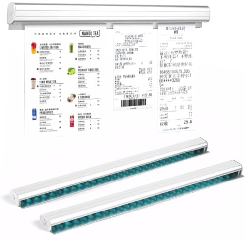 Prmape 2 Stück Bonhalter Gastronomie, Bonleiste 40 Cm, Bonschiene Bonleiste Gastronomie Bonhalter Notizleiste, Selbstklebend Aluminium Bestellhalter für Küche Hotel Bar Büro Bestellungen Ticket
