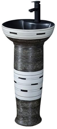 Stående handfat modern kreativ piedestal handfat, inbyggd golvmonterad handfat, enkel balkong handfat stående handfat för badrum