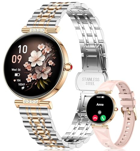 CIVO Smartwatch Damen Fitness Tracker: Smart Watch Rund Wasserdicht mit Telefonfunktion Kompatibel iOS Android - Fitnessuhr Damen Schrittzähler Sportuhr, Roségold