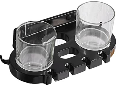 FONDOTIN Soporte de Cepillos de Dientes sin Taladro de Aluminio Espacial Doble Portavasos con Ganchos para Baño Resistente la Oxidación Montaje Fácil y Ahorro de Espacio