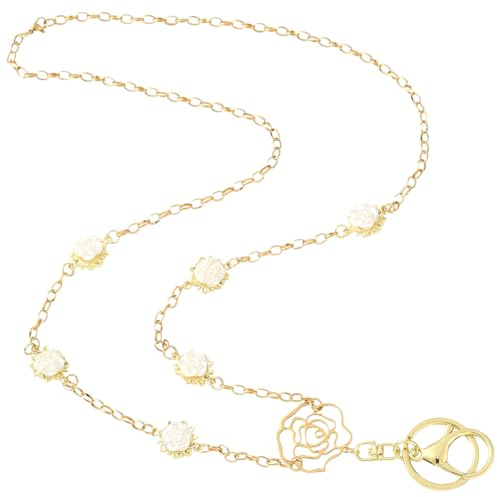 SUNNYCLUE 1 boîte de Cordon D'Identification Plaqué Or 18 carats Véritable Cordon en Métal Acier Inoxydable Chaîne Creuse Dorée avec Fermoir Mousqueton Pivotant Badges pour Cartes D'Identité D'Entrepr