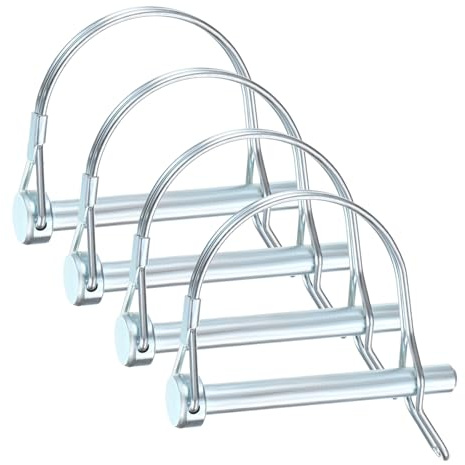 M METERXITY 4-Pack Trailer Coupler Pin, 8x70mm(DxL) D Shape Wire Lock Pin | Carbon Steel Galvanized,Trailer Coupler Pin with Arch,for Farm Trailers/Lawn Mowers/Garden, Coupler PTO Shaft