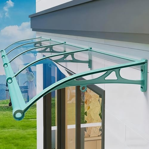 LIMENQIN Awning for Door Entrance, Window Door Awning Canopy, Window Awnings Exterior, Polycarbonate Cover Canopy with Drainage Sink, Aluminum Alloy Bracket(120x300cm/47.2x118inch)