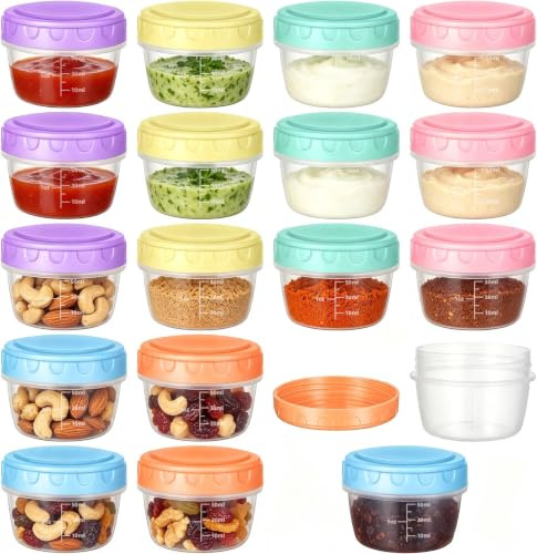 18 Stück 80ML Gefrierdosen Klein mit Deckel, Kleine Dosen mit Messskala | BPA-frei Mini Frischhaltedosen, Wiederverwendbare, Auslaufsichere Für Sauces, Gewürze, Snacks, Babynahrung (6 Farben)