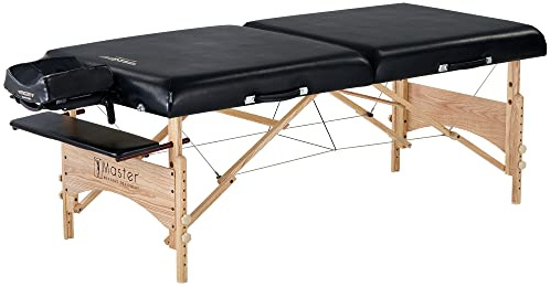 Master 81 cm Gibraltar XXL Massageliege Couch Mobil Klappbar EXTRA LANGER Massagebank Beauty Bed, Holz, Schwarz