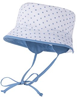 maximo Baby-Jungen Hütchen mit Ohrenklappen, Bindeband, Jerseyeinsatz Mütze, Mehrfarbig (Weiss-Blue-Sterne/Himmel 5540), 47 cm