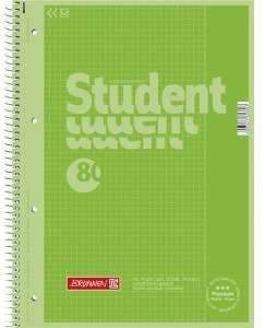 Brunnen 10 x Kollegblock Student Colour Code A4 90g/qm 80 Blatt Kiwi Lineatur 26