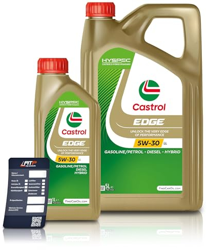 1 L + 5 L = 6 Liter Castrol Edge Fluid Titanium 5W-30 LL Motoröl inkl. Castrol Ölwechselanhänger
