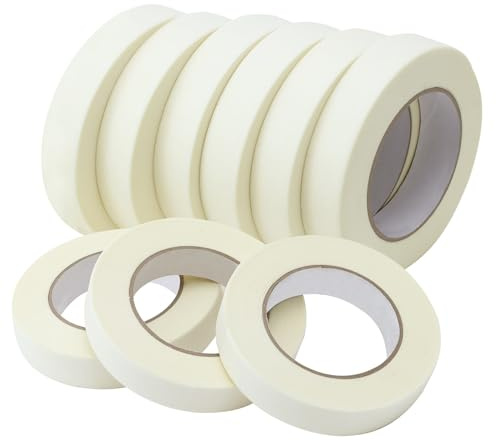 skytogether Masking Tape 0.94 Inch Wide, Beige White Painters Tape Removable Tape Masking Thin Masking Tape Bulk for Basic Painting Labeling Drafting Art Craft, 0.94 Inch x 55 Yards, 9 Rolls