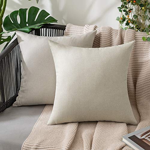 MIULEE Wasserdicht Outdoor Kissenbezug 45x45 Beige Sofakissen 2er Set
