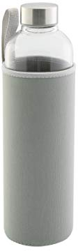 axentia Trinkflasche aus Glas, Wasserflasche mit Neoprenhülle in Grau, 500 ml