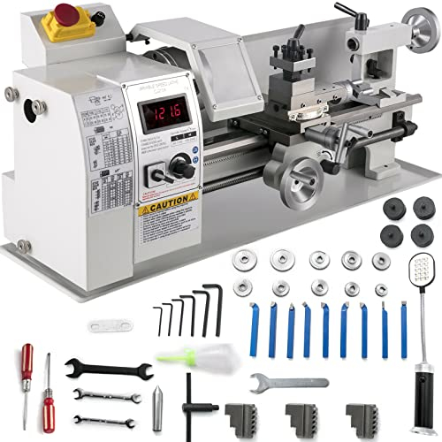 VEVOR Torno Metal Torno Metal Pequeño para Taladrado de Torneado Torno de Trabajo de Metal (8x 14 -650W)