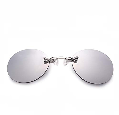 YAMEE Lunettes de soleil rondes rétro à clipser Matrix Morpheus Movie sans monture 4 couleurs, gris, taille unique