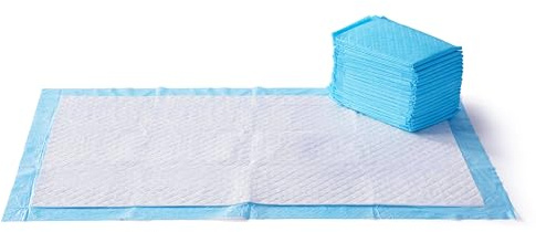 Amazon Basics Trainingspads für Hunde und Welpen, auslaufsicheres 5-lagiges Design mit schnell trocknender Oberfläche, Riesig (30Stück), Blau