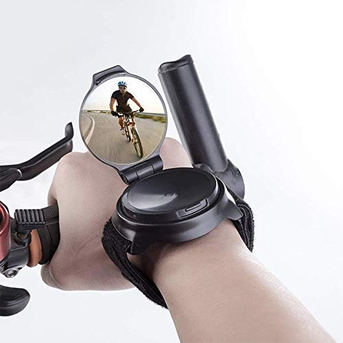 Zueyen Weitwinkel Radfahren Fahrrad Fahrrad Rückspiegel Handgelenkschutz Armbänder Rückspiegel, 360 ° Grad verstellbare Fahrradausrüstung Fahrradarm Tragen Rückspiegel Einheit