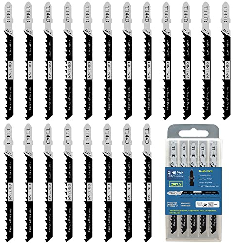 Jigsaw Blades T Shank 20PCS T144D with Case, Compatible with Bosch Dewalt Black and Decker Jig Saw Blades Set for Wood, 4 in. 6 TPI Straight & Very Fast Cuts | Compatible with Bosch Dewalt Black and Decker Jig Saws Blades Set for Wood, 4 in. 6 TPI Straight & Very Fast Cuts