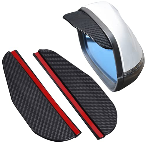 1 Pair Car Side Wing Mirror Rain Protector Cover Cap Smoke Guard Universal Carbon Fiber Rear View Side Eyebrow for SUV Truck Accessories