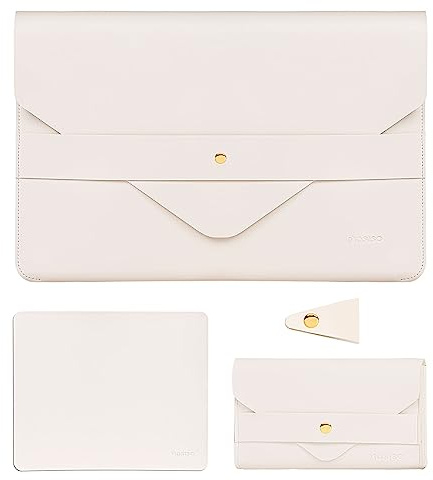 MOSISO Laptop Hülle 13-13,3 Zoll Kompatibel mit MacBook Air/Pro | Laptoptasche mit Kleine Fall&Mauspad&Kabel Organizer Kompatibel mit MacBook 13-14 MacBook Neo/Air/Pro, Surface Lenovo, Beige