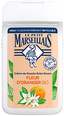 Le Petit Marseillais | Crème de Douche Extra Douce Fleur d'Oranger Bio (flacon de 250 ml) – Gel douche avec 92 % d'ingrédients d'origine naturelle – Édition limitée 40 ans