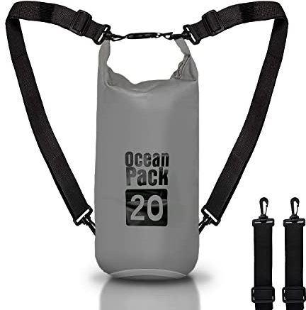 Sac à dos étanche 2/5/10/20L litres, Dry Bag Mer, Etui Pochette Imperméable Sangle bandoulière réglable pour bateau pêche Rafting plage sports nautiques, Protéger Téléphone/Argent/Carte/Clé