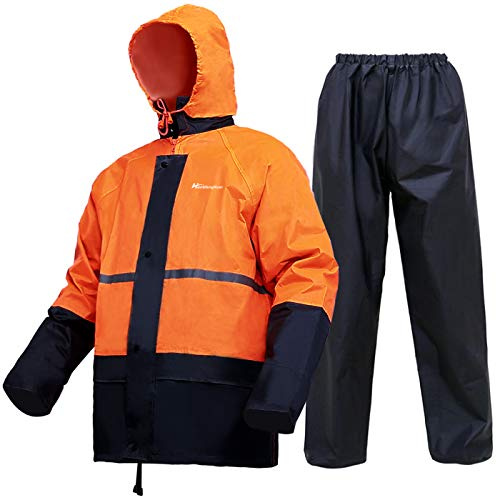 Rain Gear for Men Women Waterproof Lightweight Rain Suits Hood Rain Jacket and Rain Pants for Outdoor(XL,Orange)